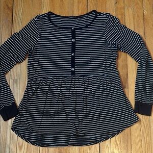 White Birch Black and White Striped Long Sleeve Top Medium